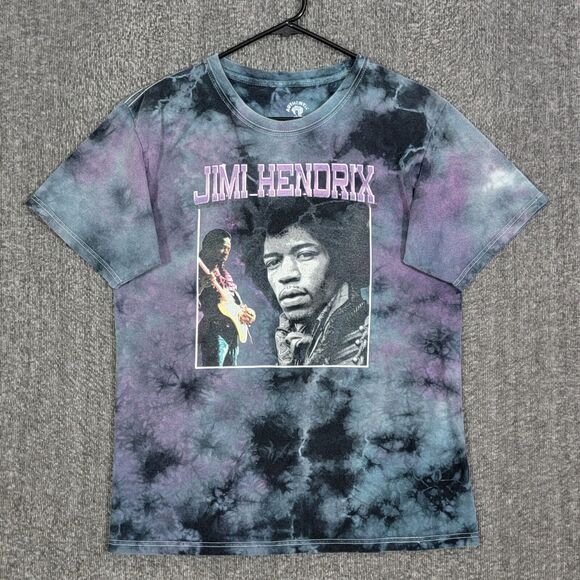 Jimi Hendrix T-Shirt Mens S Purple Tie Dye Playing Guitar Legend Rocker Graphics - Picture 1 of 9